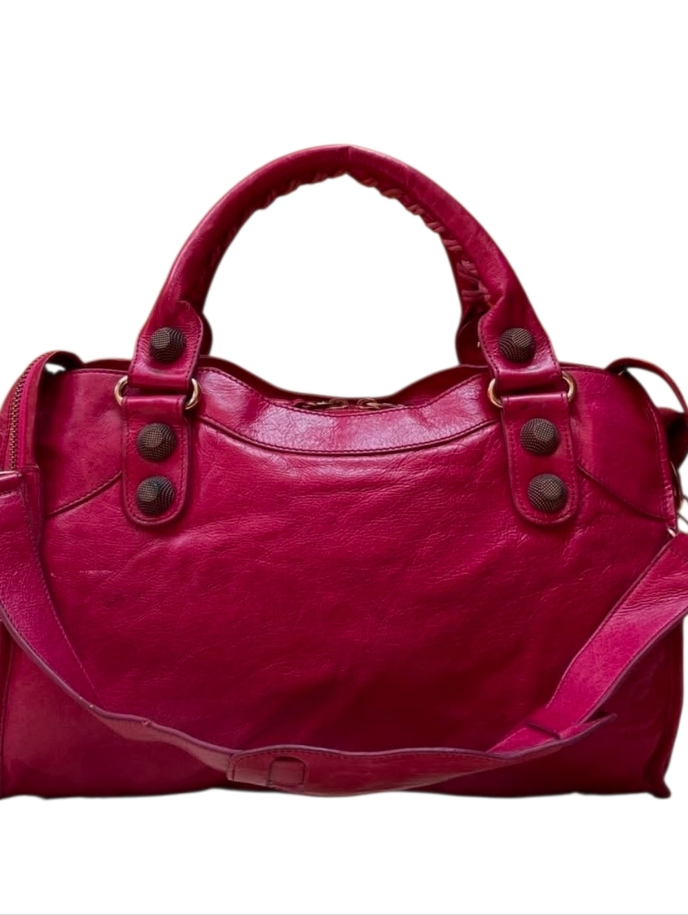 Balenciaga Giant Motorcity Women’s Fuchsia Top-Handle Satchel Bag - Picture 4 of 7
